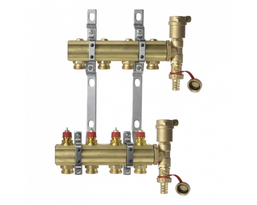 Комплект коллекторов Danfoss FHF-4 set с кронштейнами и воздухоотводчиками, 4 контура