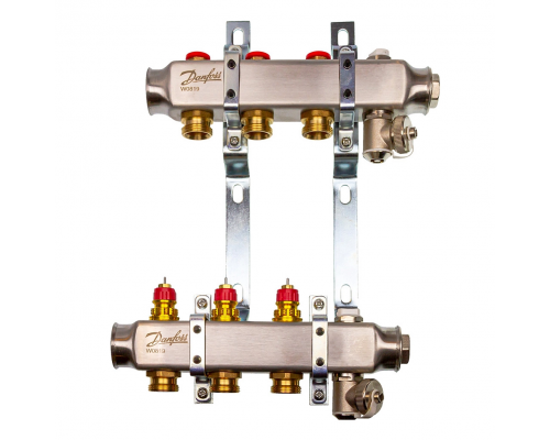 Комплект коллекторов Danfoss SSM-3 с кронштейнами для 3 контуров