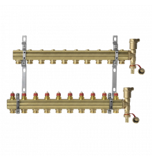 Комплект коллекторов Danfoss FHF-10 set с кронштейнами и воздухоотводчиками, 10 контуров
