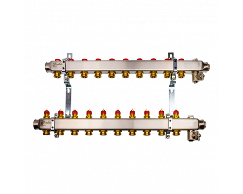Комплект коллекторов Danfoss SSM-10 с кронштейнами для 10 контуров