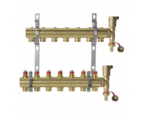 Комплект коллекторов Danfoss FHF-7 set с кронштейнами и воздухоотводчиками, 7 контуров