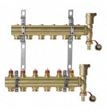 Комплект коллекторов Danfoss FHF-6 set с кронштейнами и воздухоотводчиками, 6 контуров