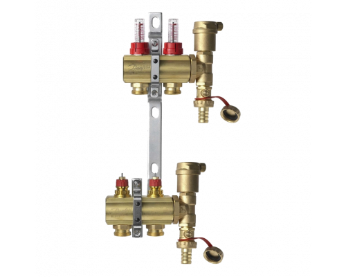 Комплект коллекторов Danfoss FHF-2F set с расходомерами, кронштейнами и воздухоотводчиками, 2 контура