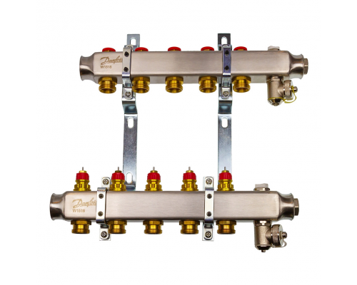 Комплект коллекторов Danfoss SSM-5 с кронштейнами для 5 контуров