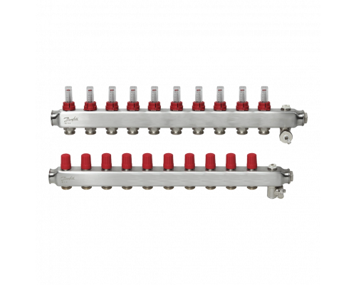 Комплект коллекторов Danfoss SSM-10F с расходомерами, 10 контуров