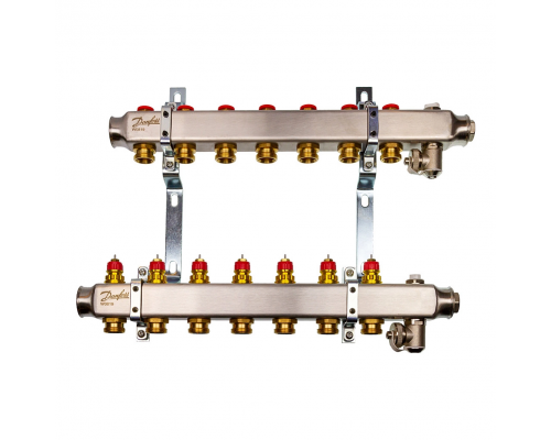 Комплект коллекторов Danfoss SSM-7 с кронштейнами для 7 контуров