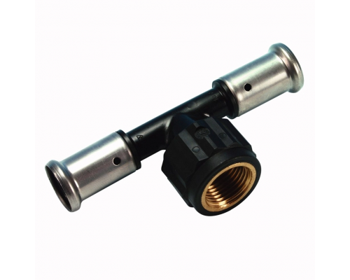 Тройник-пресс Henco ВР 26x1/2"x26 c черной заглушкой