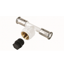 Тройник-пресс Henco ВР 26x1/2"x26 белый c черной заглушкой