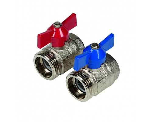 Кран шаровый Henco с уплотнением никелированный 1"х3/4", набор 2 штуки