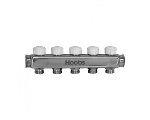 Коллектор Hoobs, нерж. сталь, термостатическими клапанами, 1"х3/4"-2 вых.