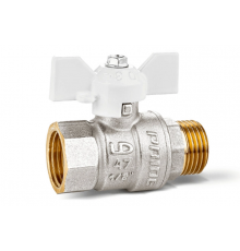 Кран шаровой латунный LD Pride 47.15.B-Н.Б 1/2" (Бабочка) белая