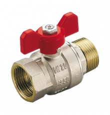 Шаровой кран Tiemme SCIROCCO резьба Н/В 1/2" с ручкой-бабочкой красного цвета
