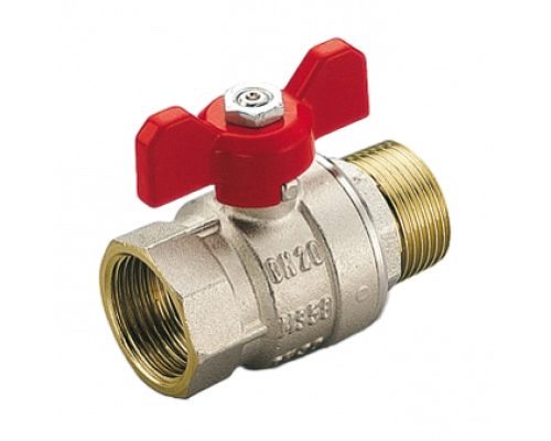 Шаровой кран Tiemme SCIROCCO резьба Н/В 1/2" с ручкой-бабочкой красного цвета