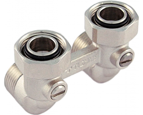Угловой двухтрубный распределтель для стальных радиаторов 3/4"FEM-ATT. 3/4"(18)