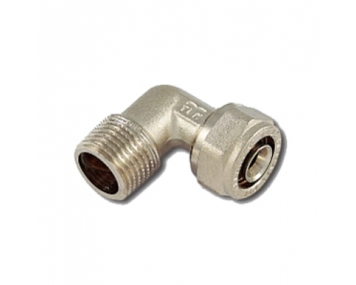 Переходник угловой Tiemme с AL-PEX с наружной резьбой 6x2,0 - 3/4"