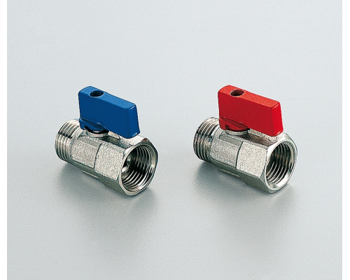 Мини шаровой клапан Tiemme с красной короткой рукояткой Н/В 1/2"X1/2" красный