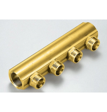 Распределительный коллектор из латуни CW617N G1 1/4" на 2 контура 3/4"X18 (Евроконус) INT=50mm