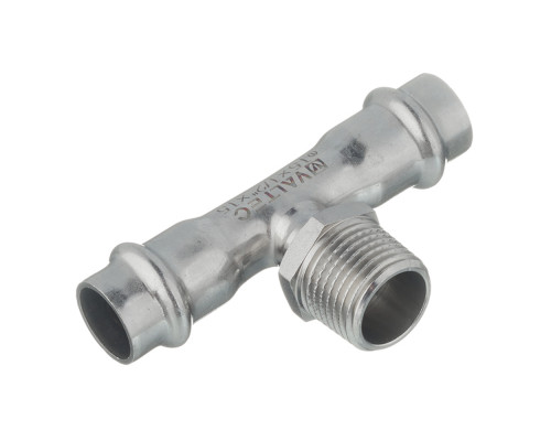 Пресс-тройник c из нержавеющей стали с наружней резьбой Valtec 28х1/2