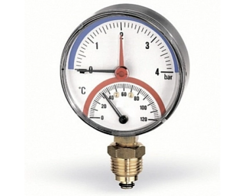 Термоманометр радиальный Watts F+R828 TMRP Ø80мм 1/2" 0-4 бар 0-120°С