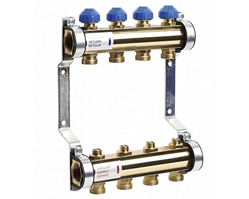 Коллекторная группа Watts HKV 04 контура Typ 510 MT 1", выходы 3/4" евроконус