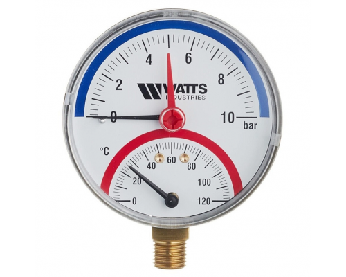 Термоманометр радиальный Watts F+R828 TMRP Ø80мм 1/2" 0-10 бар 0-120°С