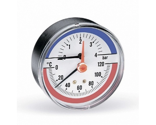 Термоманометр аксиальный Watts F+R818 TMAP Ø80мм 1/2" 0-4 бар 0-120°С