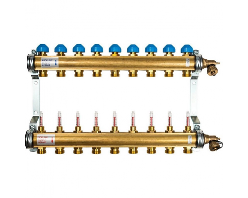 Коллекторная группа Watts Profil HKV-T 09 контуров Typ 513 MT 1", выходы 3/4" евроконус