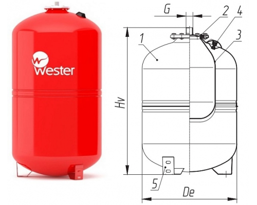 Бак расширительный Wester WRV50 16 бар