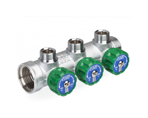 Регулирующий проходной коллектор FAR ВР-НР 1"х3/4" с 3 отводами FK 3822 134 (EUR) (Фар)