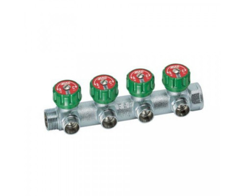 Коллектор FAR FK 3824 3412TP регулирующий проходной ВР-НР 3/4"х1/2" с 4 отводами (Фар)