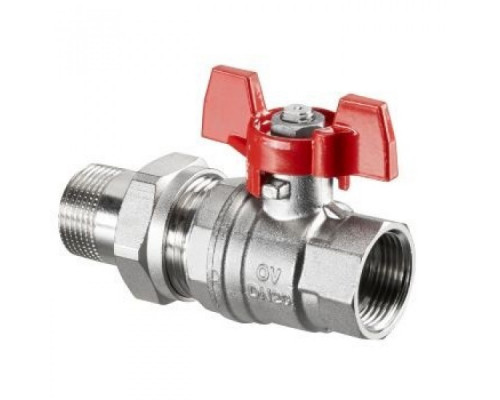 Кран шаровый 1" НГ с американкой маховик из алюминия Optibal Oventrop (Овентроп)