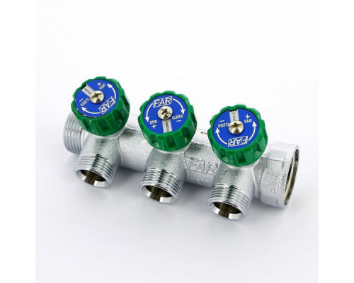 Регулирующий проходной коллектор FAR ВР-НР 1"х3/4" с 3 отводами FK 3822 134 (EUR) (Фар)