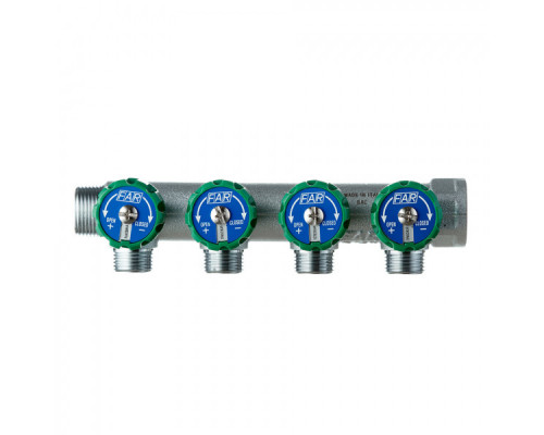 Коллектор FAR FK 3824 3412TP регулирующий проходной ВР-НР 3/4"х1/2" с 4 отводами (Фар)