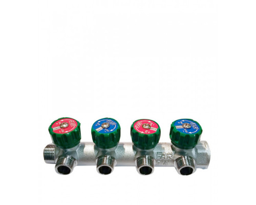 Коллектор FAR FK 3824 3412TP регулирующий проходной ВР-НР 3/4"х1/2" с 4 отводами (Фар)