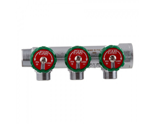 Коллектор FAR FK 3822 3412TP FAR регулирующий проходной ВР-НР 3/4"х1/2" с 3 отводами (Фар)