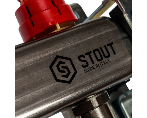 Коллектор Stout из нержавеющей стали с расходомерами на 10 контуров SMS 0917 000010 (Стоут)
