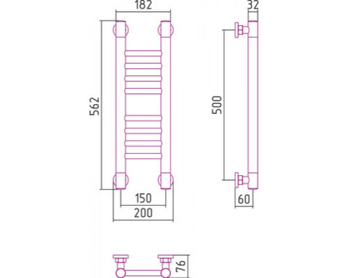 Водяной полотенцесушитель Сунержа Богема+ 500x150 прямая 00-0220-5015 (Sunerzha)