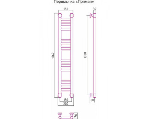Водяной полотенцесушитель Сунержа Богема+ 1000x150 прямая 00-0220-1015 (Sunerzha)