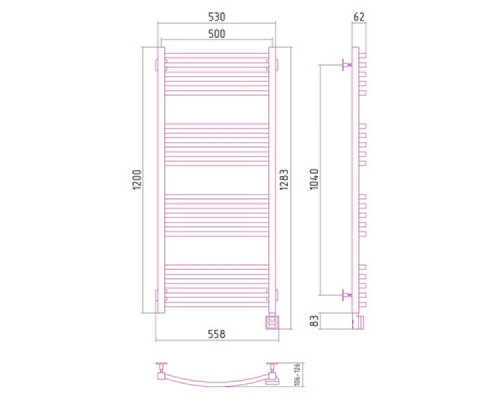 Электрический полотенцесушитель Сунержа Аркус 1200x500 R 00-0533-1250 (Sunerzha)