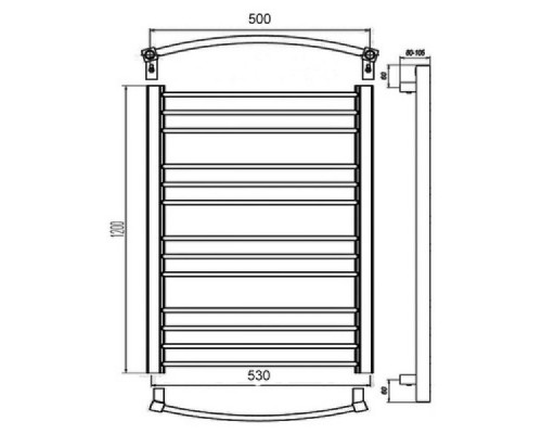 Электрический полотенцесушитель Grota Eco Calma 530x1200 с теном (Грота)