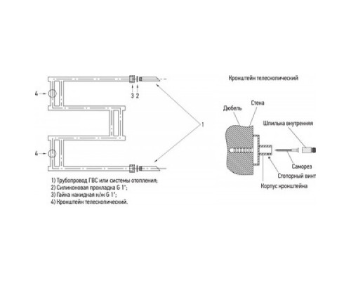 Водяной полотенцесушитель Сунержа High-tech M 600x600 00-0050-6060 (Sunerzha)