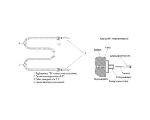 Водяной полотенцесушитель Сунержа М-образный 600x600 00-0007-6060 (Sunerzha)